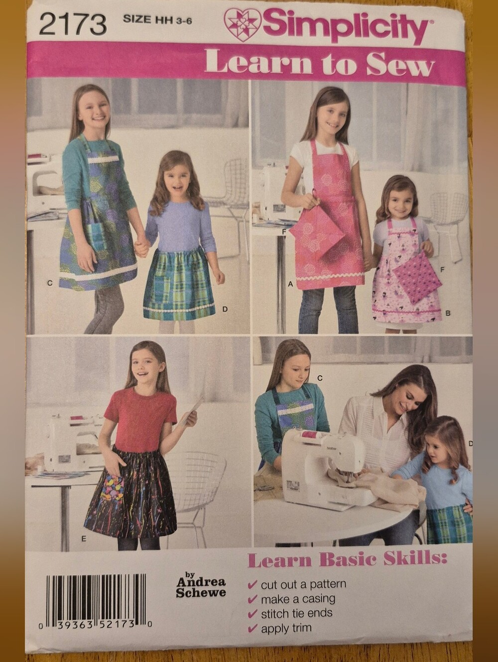 Simplicity 2173 Learn To Sew Kids Apron Sz 3 - 6 Potholder & Basic Sewing Skills